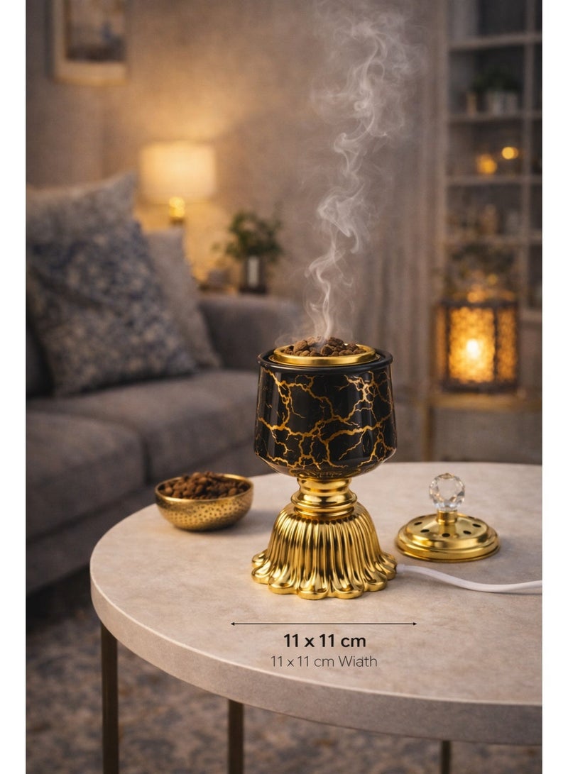 Electric Metal Decorative Bakhoor Burner – Luxury Modern Design – Ramadan & Home Decor – Height 20 Cm (11 × 11 Cm) - Image 2